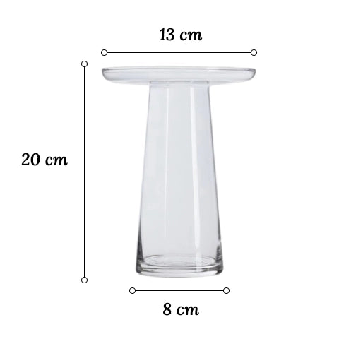 Vase collerette simple décoratif en Verre modèle 20 cm sur fond blanc