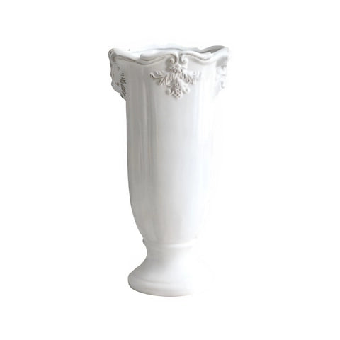 Vase Colonne Blanche sur Pied en Céramique