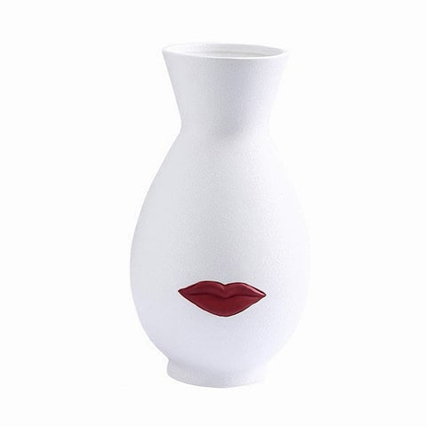 Vase créatif blanc ou noir lèvres rouges modèle Blanc grand