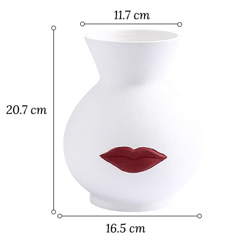 Vase créatif blanc ou noir lèvres rouges modèle blanc petit dimensions