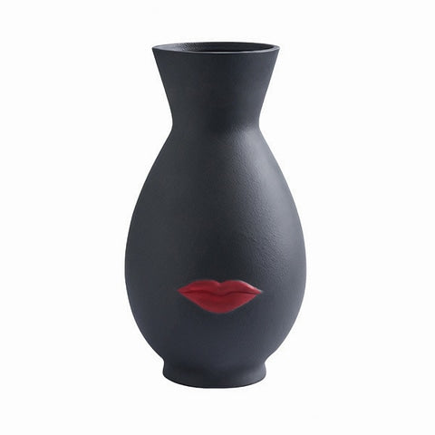 Vase créatif blanc ou noir lèvres rouges modèle noir grand
