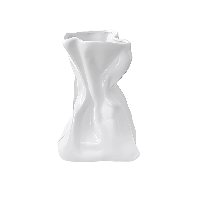 Vase Créatif Froissé Design Original modèle Blanc.