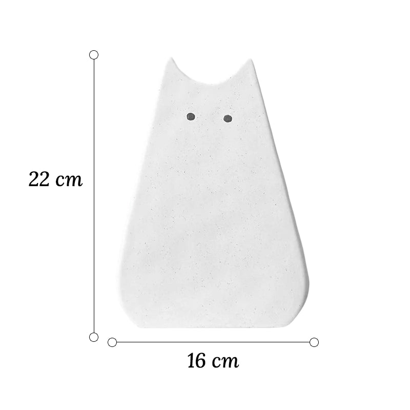 Vase Créatif Silhouette de Chat Original, dimensions du modèle Grand 22cm sur fond blanc sans fleurs.