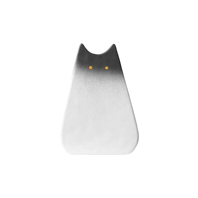 Vase Créatif Silhouette de Chat Original modèle Petit noir et blanc sur fond blanc sans fleurs.
