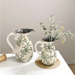Vase Cruche Ancienne Col Ondulé Motif Floral - Vignette | Vase Cute