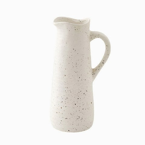 Vase cruche vintage blanc moucheté en céramique modèle A