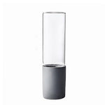 Vase cylindrique bi-matière transparent et gris   (Verre & Céramique) - Vignette | Vase Cute