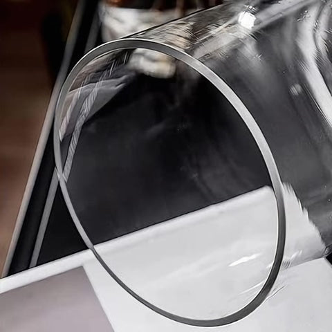Vase cylindrique transparent décoratif transparent en verre présentation col du vase
