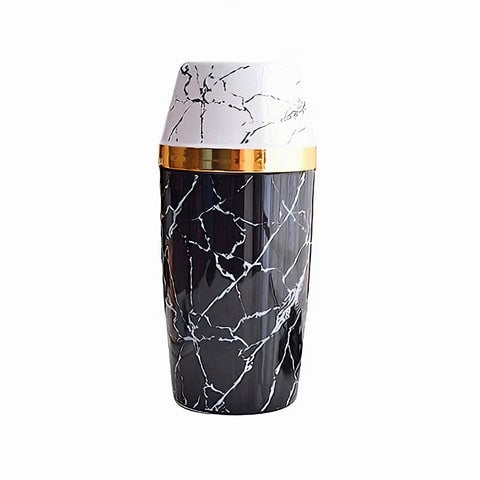 Vase de luxe moderne marbré cercle doré sur fond blanc modèles B Grand