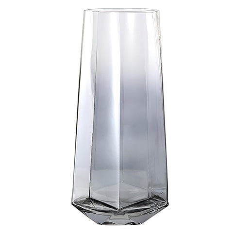 Vase élégant octogonal coloré translucide en verre modèle Gris.