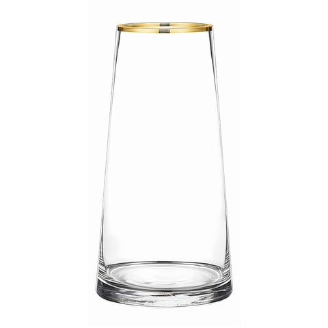 Vase en verre décoratif liseré doré modèle 25cm Transparent.