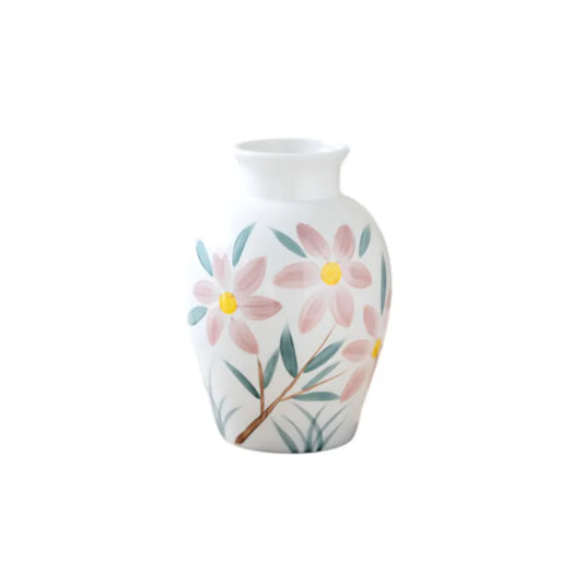 Vase Fantaisie Motif Fleurs Peint à la Main modèle A sur fond blanc sans fleurs.