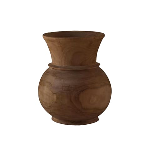 Vase forme pot rétro en bois modèle B