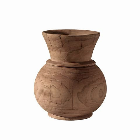 Vase forme pot rétro en bois modèle C