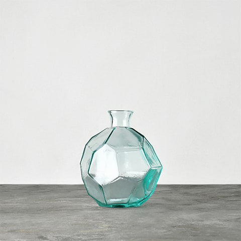 Vase géométrique polygonale transparent en verre présentation du modèle Rond