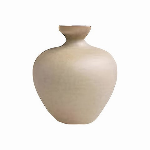 Vase en grès beige couleur naturelle modèle A sur fond blanc