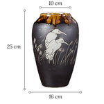 Vase Gris Anthracite Motif Oiseaux Blancs   (Céramique) - Vignette | Vase Cute