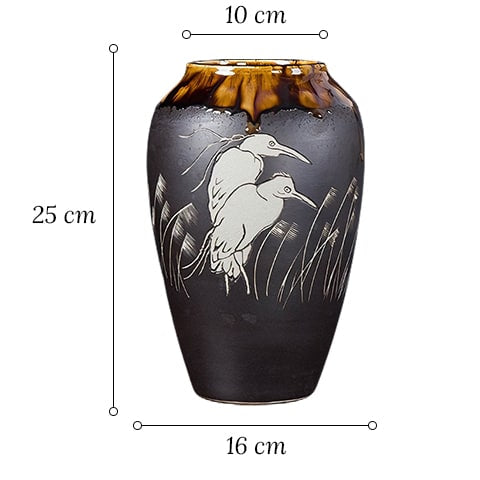 Vase gris anthracite motif oiseaux blancs dimensions du modèle M