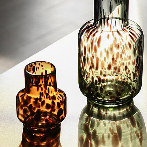 Vase léopard translucide en verre présentation modèles Style 1 Petit & Style 2 Grand
