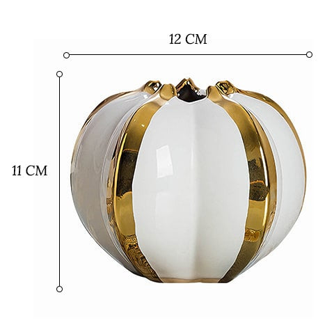 Vase luxueux blanc brillant orné de doré en céramique dimensions du modèle A