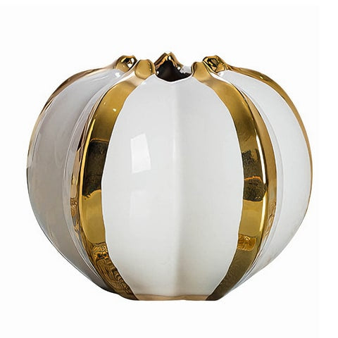 Vase luxueux blanc brillant orné de doré en céramique modèle A
