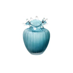 Vase Luxueux Rayé Bleu Givré Col Ondulé - Vignette | Vase Cute