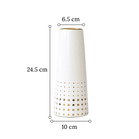Vase moderne blanc motifs dorés modèle A dimensions