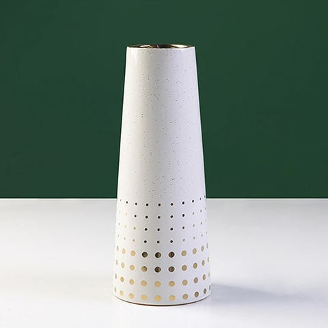 Vase moderne blanc motifs dorés modèle A