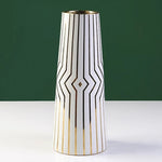 Vase Moderne Blanc Motifs Dorés   (Céramique) - Vignette | Vase Cute