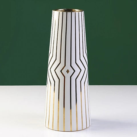Vase moderne blanc motifs dorés  modèle B
