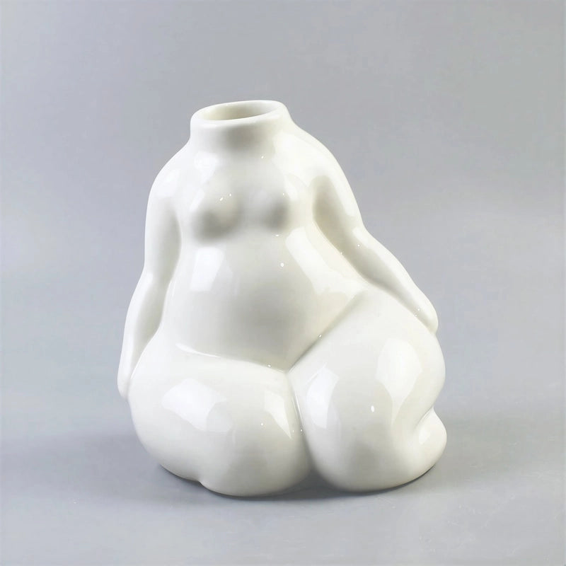Vase Moderne Blanc Silhouette Féminine présentation du modèle B sans fleurs.