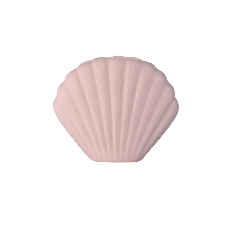 Vase Moderne Coquille Saint-Jacques Couleur violet présentation sans fleurs sur fond blanc.