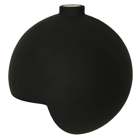 Vase Moderne Sphérique à Angle Droit Noir 13cm en Céramique.