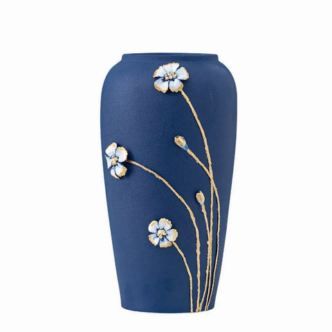 Vase monochrome bleu ou noir en Céramique présentation du modèle Bleu sur fond blanc.