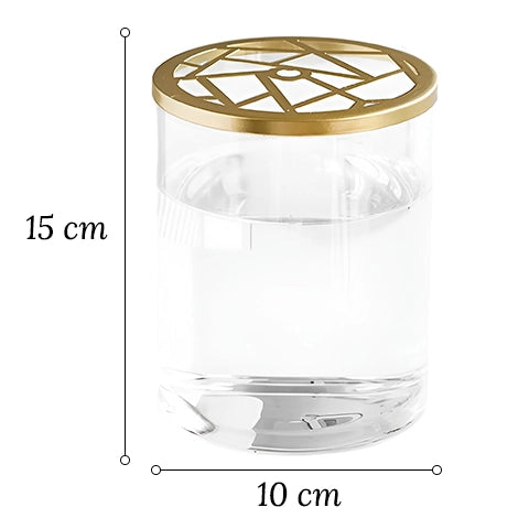 Vase Nordique Cylindrique Chic en Verre dimensions du modèle 15 cm sur fond blanc