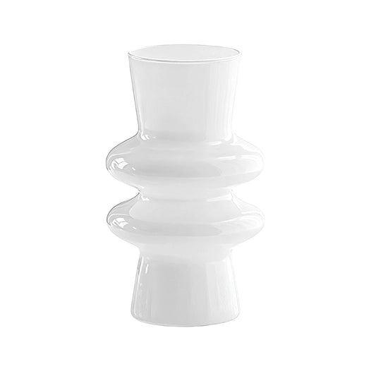 Vase Nordique Double Anneaux présentation du modèle blanc sans fleurs sur fond blanc.