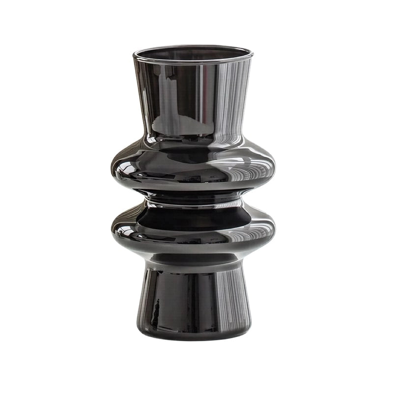 Vase Nordique Double Anneaux présentation du modèle noir sans fleurs sur fond blanc.