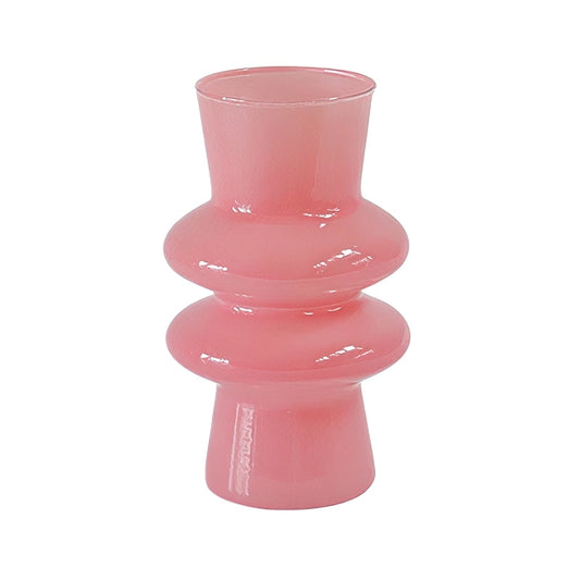 Vase Nordique Double Anneaux présentation du modèle rose sans fleurs sur fond blanc.