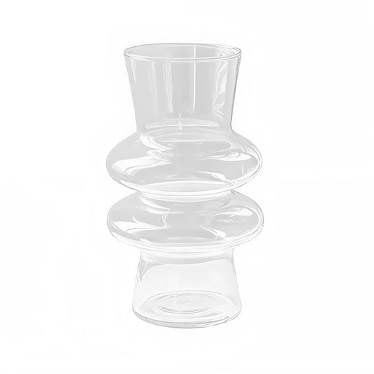 Vase Nordique Double Anneaux présentation du modèle transparent sans fleurs sur fond blanc.