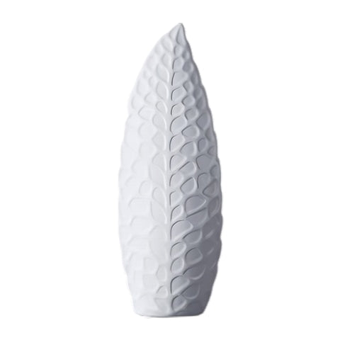 Vase nordique forme de feuille design en céramique modèle L blanc