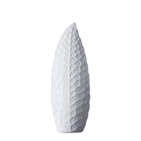 Vase nordique forme de feuille design en céramique modèle M blanc