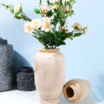Vase Ovale Artisanal Rustique en Bois - Vignette | Vase Cute