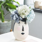 Vase Ovale Blanc Visage Original   (Céramique) - Vignette | Vase Cute