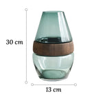 Vase Ovale Transparent avec Anneau en Bois Décoratif - Vignette | Vase Cute