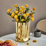 Vase Plissé Élégant Or ou Argent - Vignette | Vase Cute