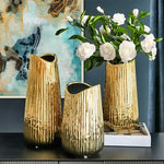 Vase Raffiné Rayé Doré - Vignette | Vase Cute