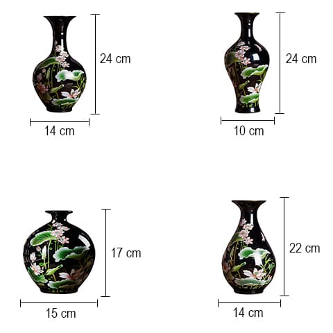 Vase rétro motif fleurs de Lotus dimensions tous les modèles