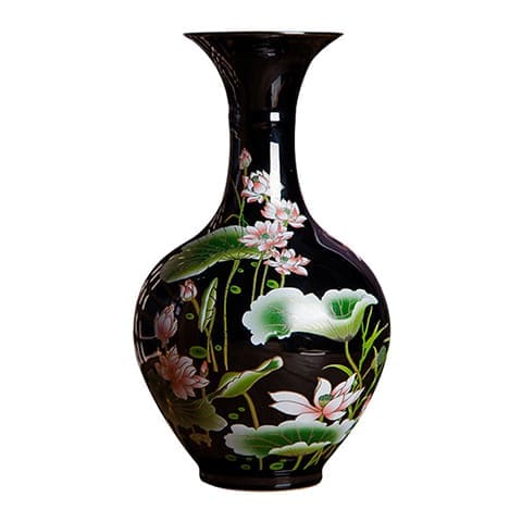 Vase rétro motif fleurs de Lotus modèle A
