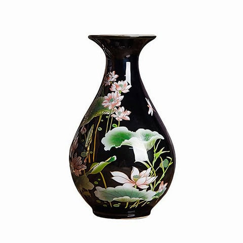 Vase rétro motif fleurs de Lotus modèle D