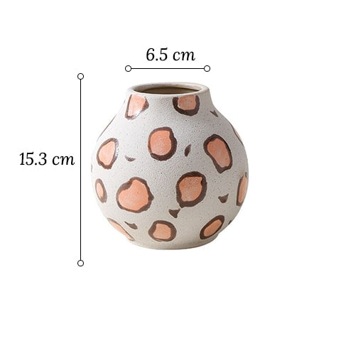 Vase rond blanc motifs décoratifs en céramique dimensions modèles Léopard sur fond blanc